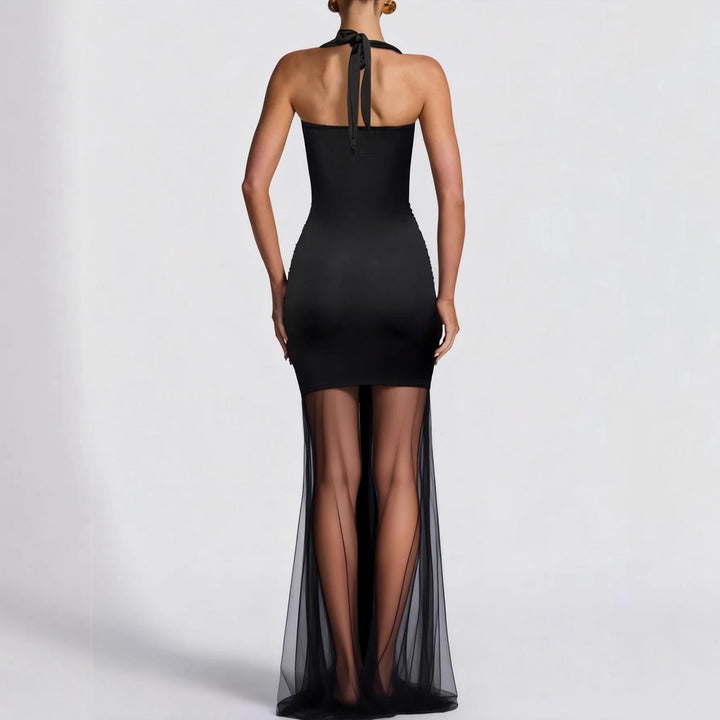 Dame elegant kjole i bodycon-stil med raffineret mesh-indlæg Skovae