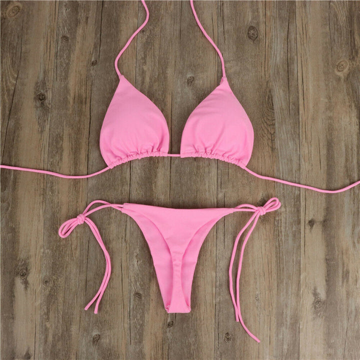 Dame Triangel-Bikini med fint stof og justerbare snøre detaljer Skovae