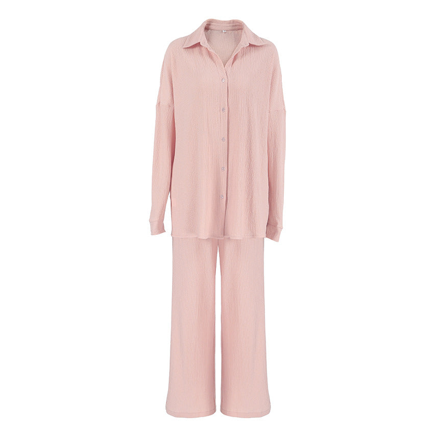 Dame natpyjamas-sæt med elegant knaplukning og bred pasform Stilla