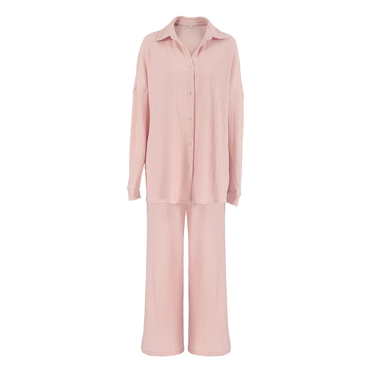 Dame natpyjamas-sæt med elegant knaplukning og bred pasform Stilla