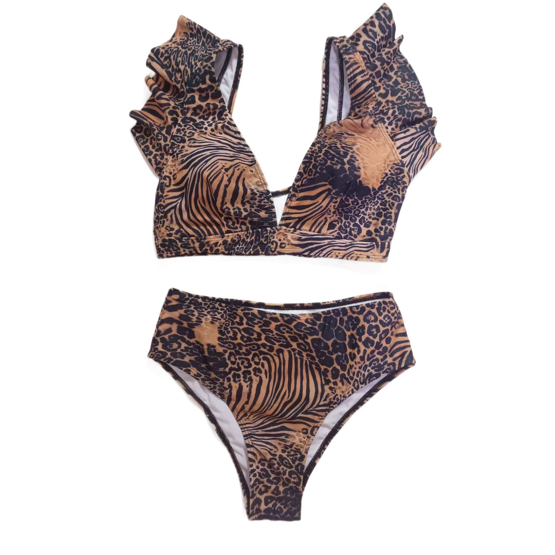Dame bikini-sæt med legende flæser og blomsterprint Skovae