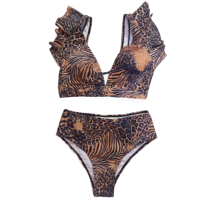 Dame bikini-sæt med legende flæser og blomsterprint Skovae