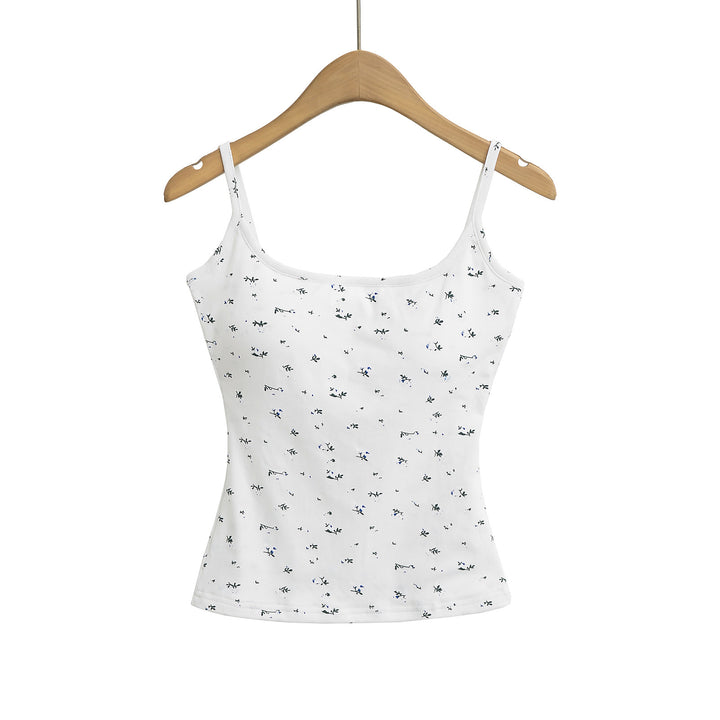 Dame spaghetti-ryg tanktop med blomstret design og komfortabelt strækstof Stilla
