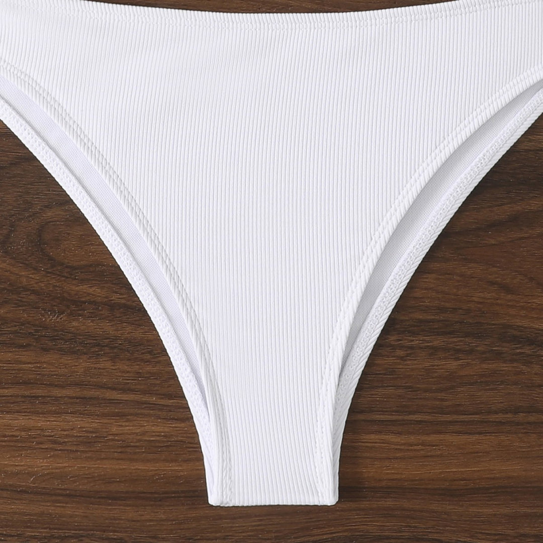 Dame Ein-skulder Rib Bikini Sæt Stilla 1750840252