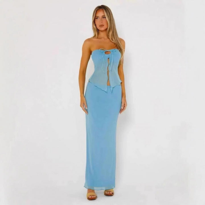 Dame Skulderfri Raffineret Crop Top Stilla