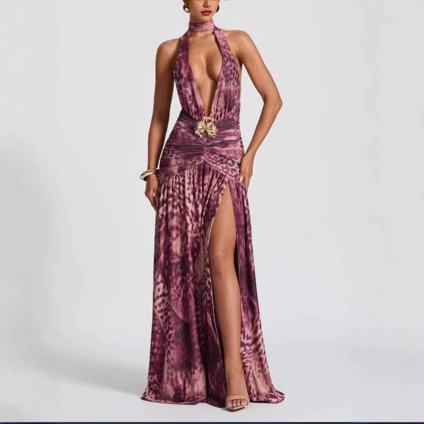 Femme Halter Neck High-Slit Aftenkjole Stilla