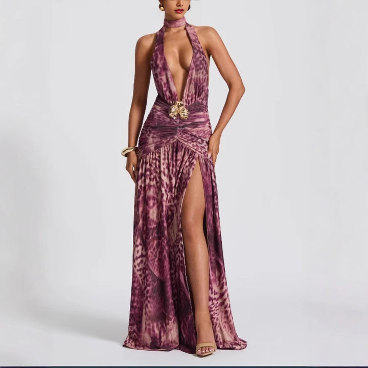 Femme Halter Neck High-Slit Aftenkjole Stilla