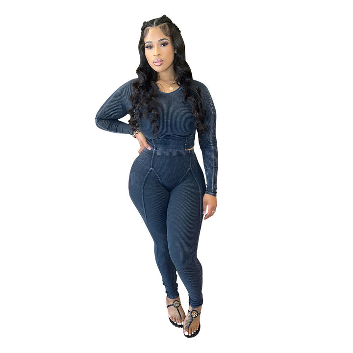 Dame sporty casual sæt bestående af langærmet top og leggings Stilla