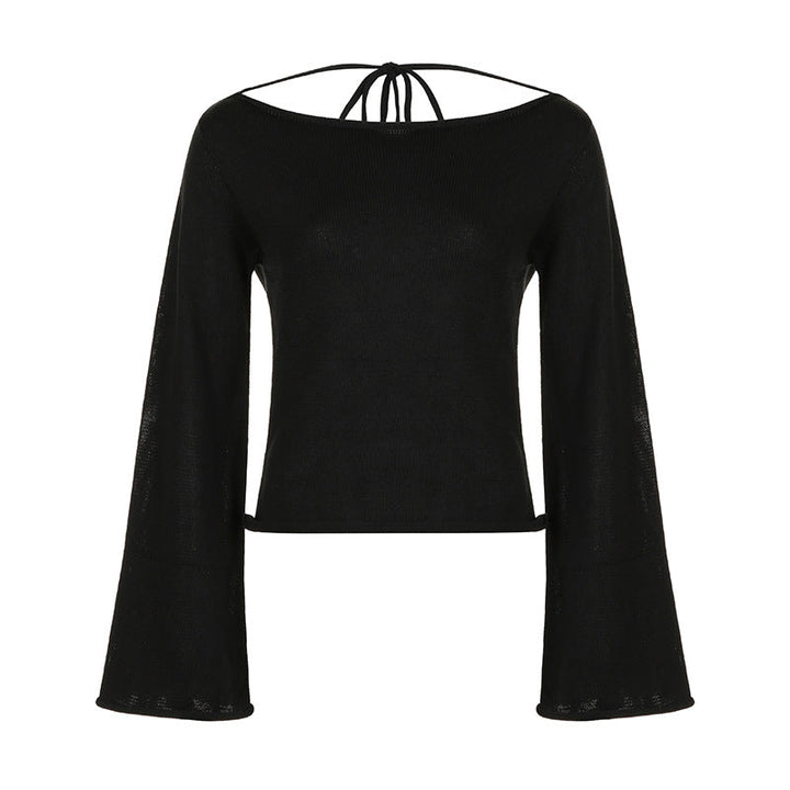 Stilla | Strikket Sweater med Klokkeærmer og Blonde