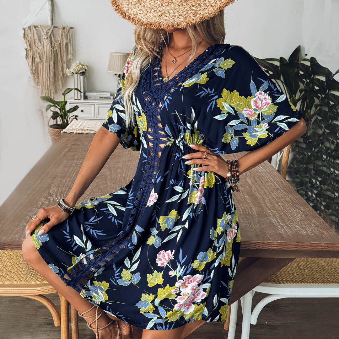 Dame Strandtunika med florale detaljer og raffineret snit Skovae