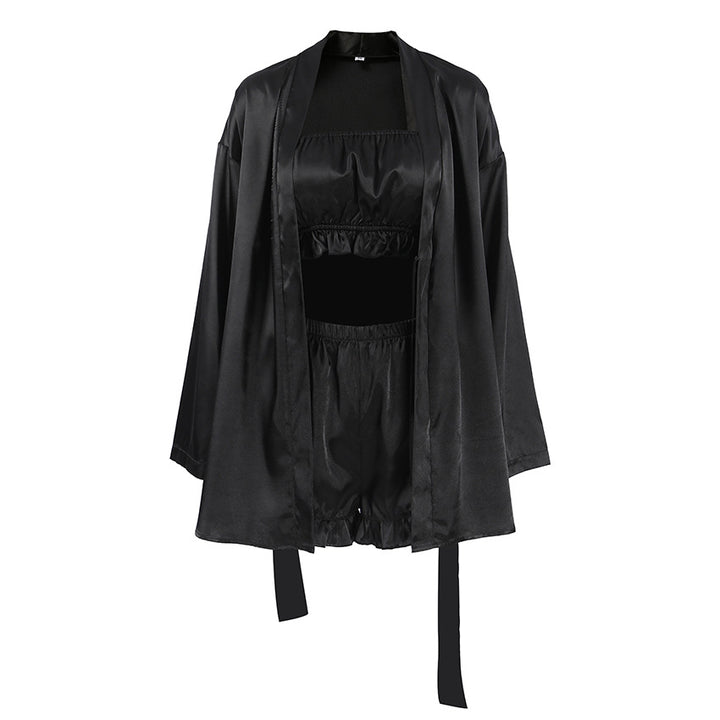 Dame Crop-Top og Shorts Ensemble med Flæse Detaljer Stilla