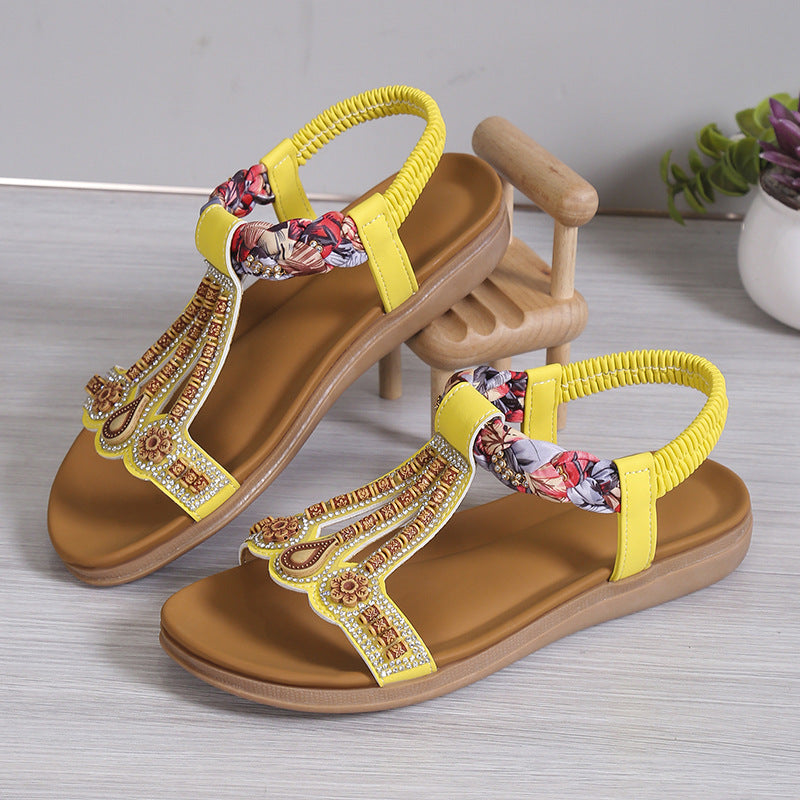 Dame sandaler med komfortabelt gummifodseng og elegant dekorativt design Stilla