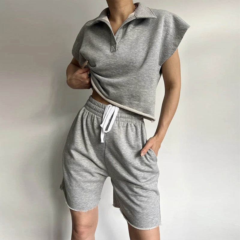Kvinders afslappede polo shirt og shorts sæt Skovae