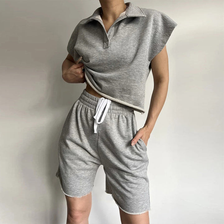 Kvinders afslappede polo shirt og shorts sæt Skovae