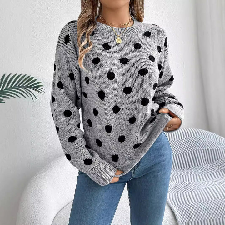 Stilla | Polka Dot Strikpullover