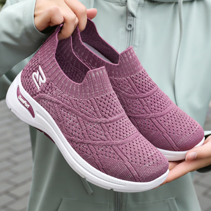 Dame Behagelige Strik-Sneakers med åndbar struktur og fleksibel sål Stilla