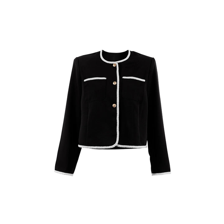 Dame Kort blazer med elegante perledetaljer og lommer Stilla