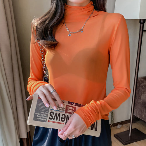 Kvinder Gennemsigtig Turtleneck Sweater Stilla
