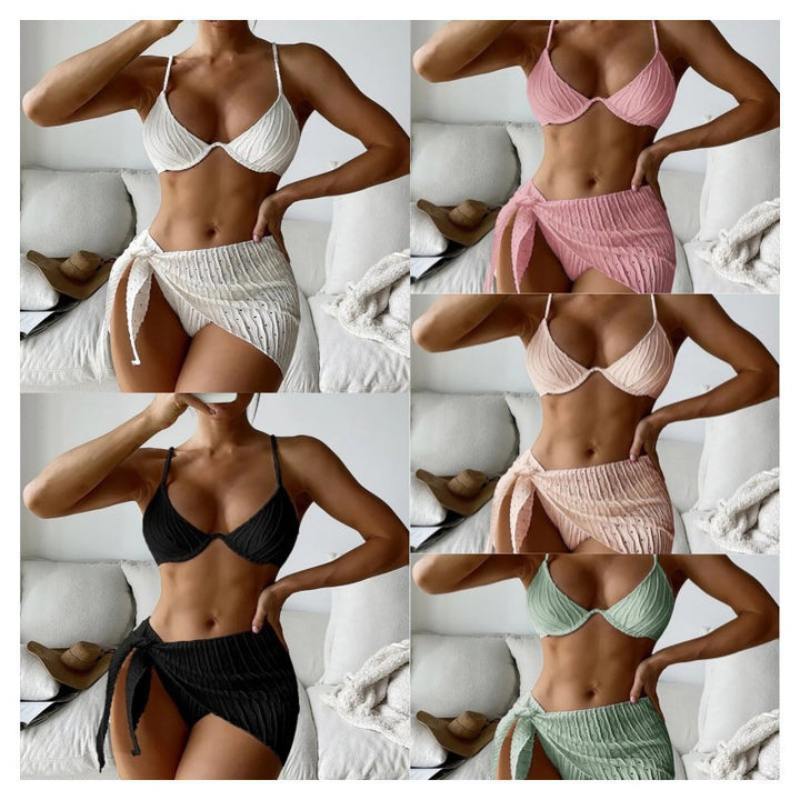 Dame triangel-bikini med elegant indpakning drape