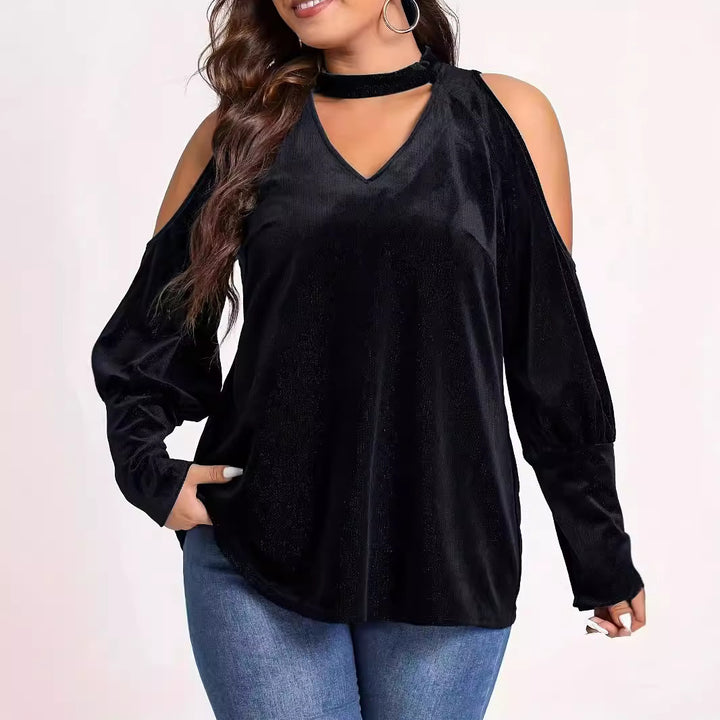 Dame Casual V-hals top med køleskabsfrit Kolletta-design og elegante cut-out ærmer Stilla