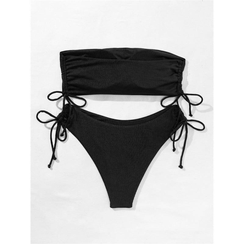 Dame Bandeau-Bikini med justerbar rynkning Skovae