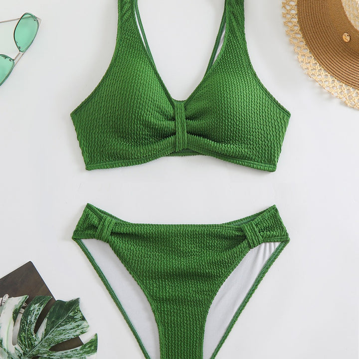 Femme Knoten Bralette Bikini Sæt med højt skåret underdel Stilla
