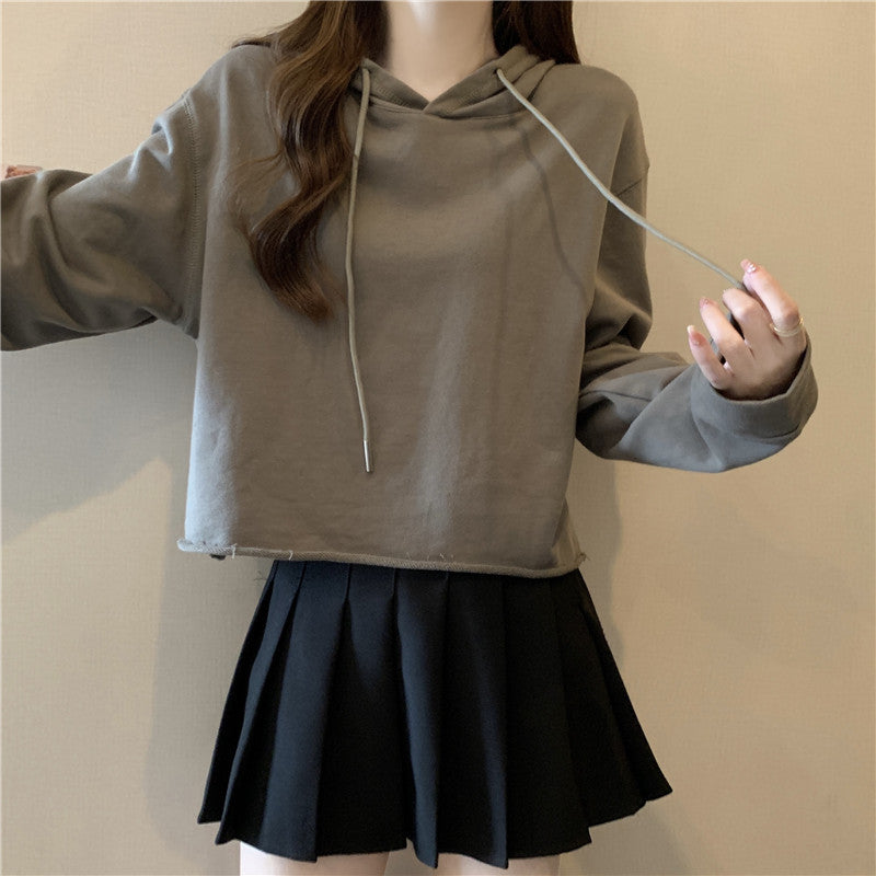 Femme Crop-Hoodie med justerbare snore Stilla