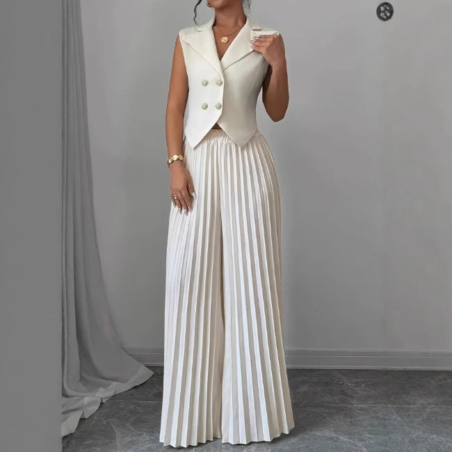 Dame designer-vest med plisserede bukser Stilla