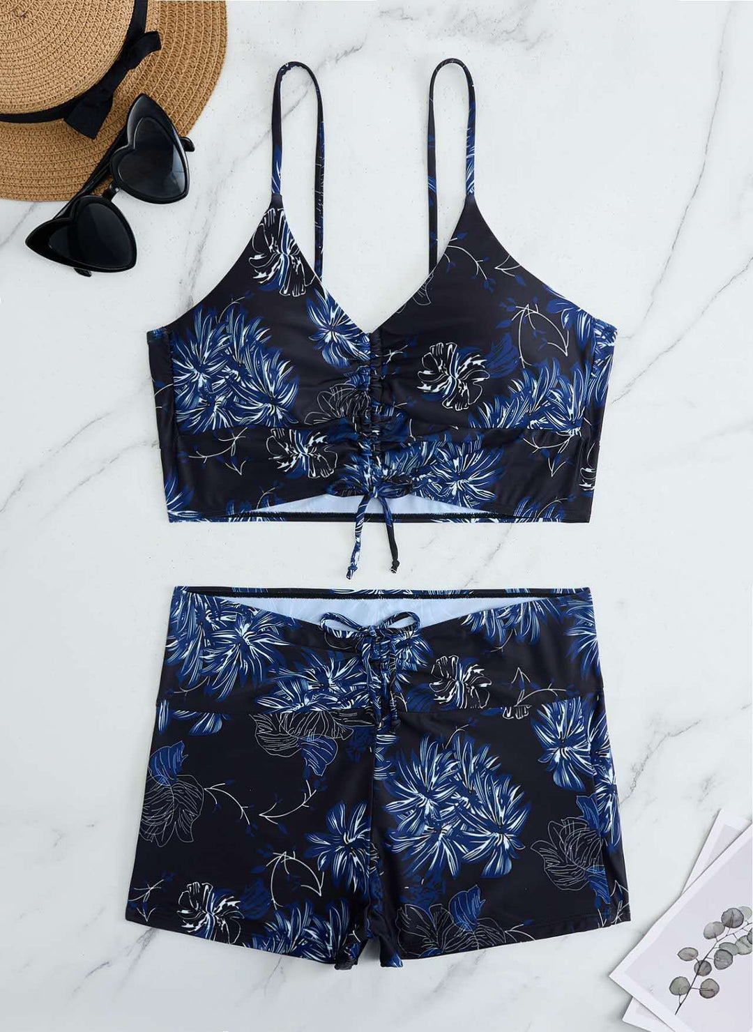 Dame bikini med blomstret flæse design og justerbare stropper Skovae