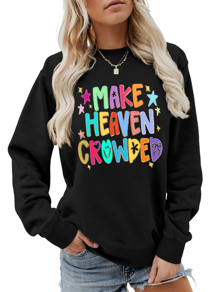 Kvinders sweatshirt med farverigt design og legende tekst Stilla
