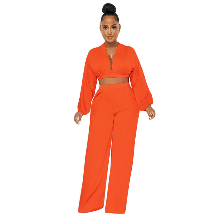 Damer Elegant Cropped Top med vidde bukser Stilla