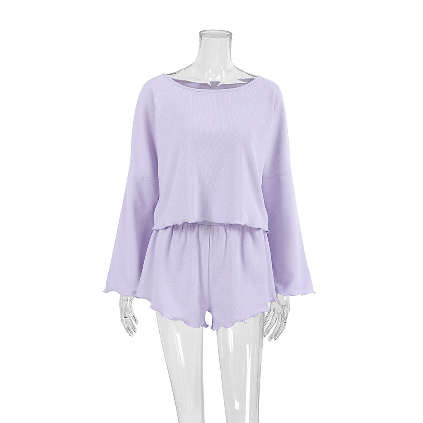 Dame Pyjama-sæt med langærmet top og fræk short-Style bukser Stilla