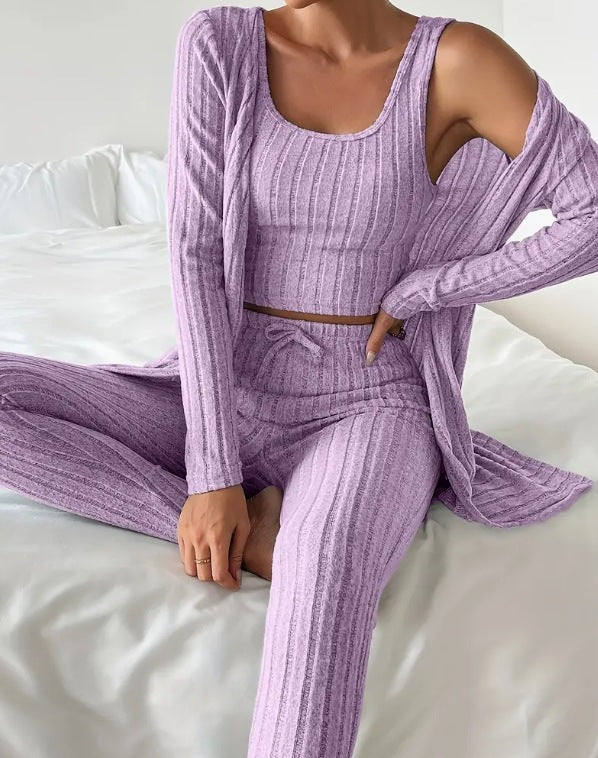 Dame Komfortabel Strik-Loungewear-Sæt Stilla