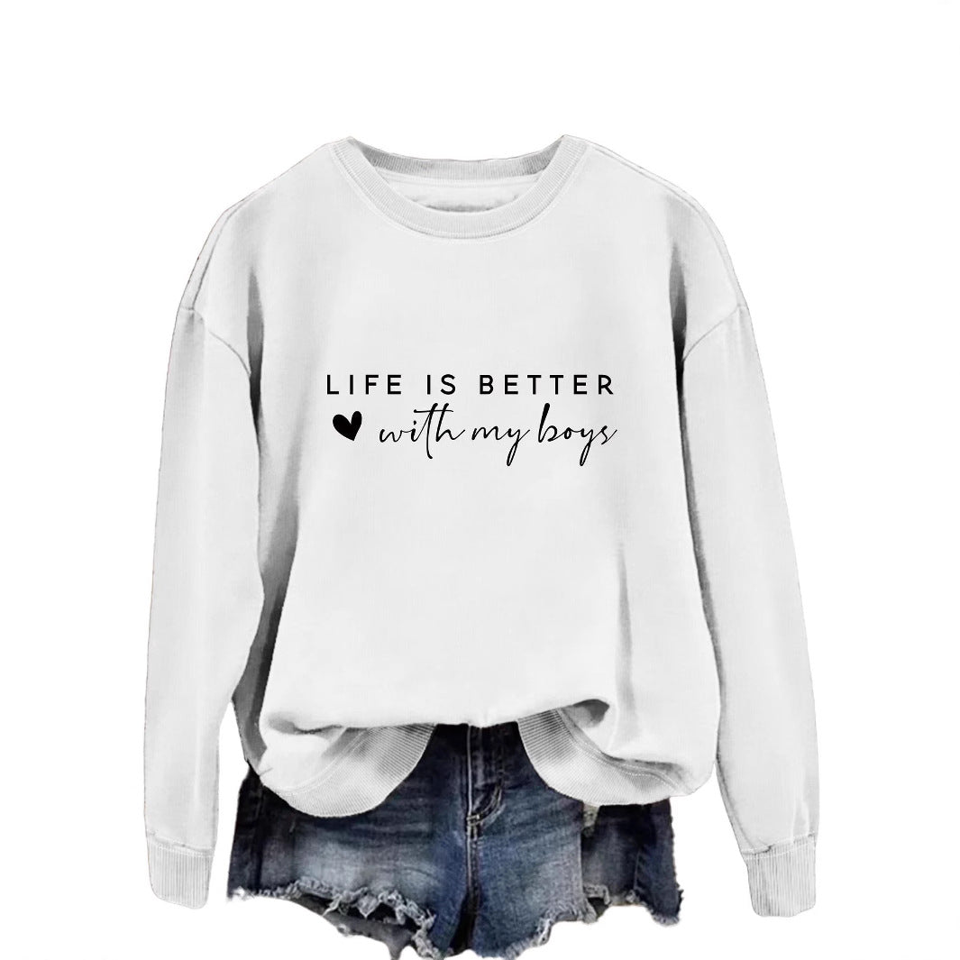 Kvinders hyggelige crew neck sweater med inspirerende print Stilla