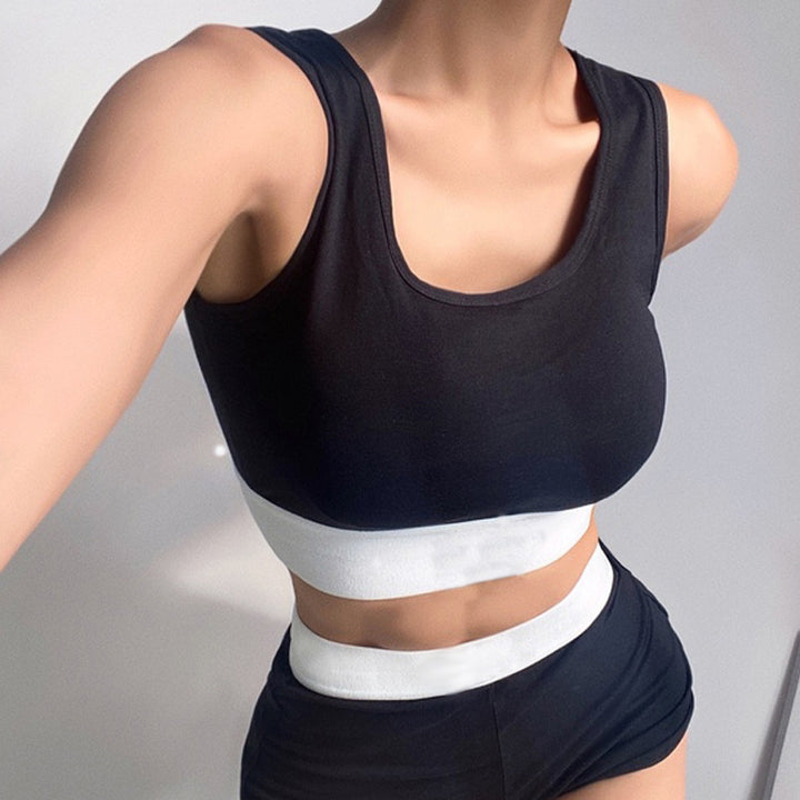 Femme Athletic Crop Top og High-Waisted Shorts Sæt Stilla