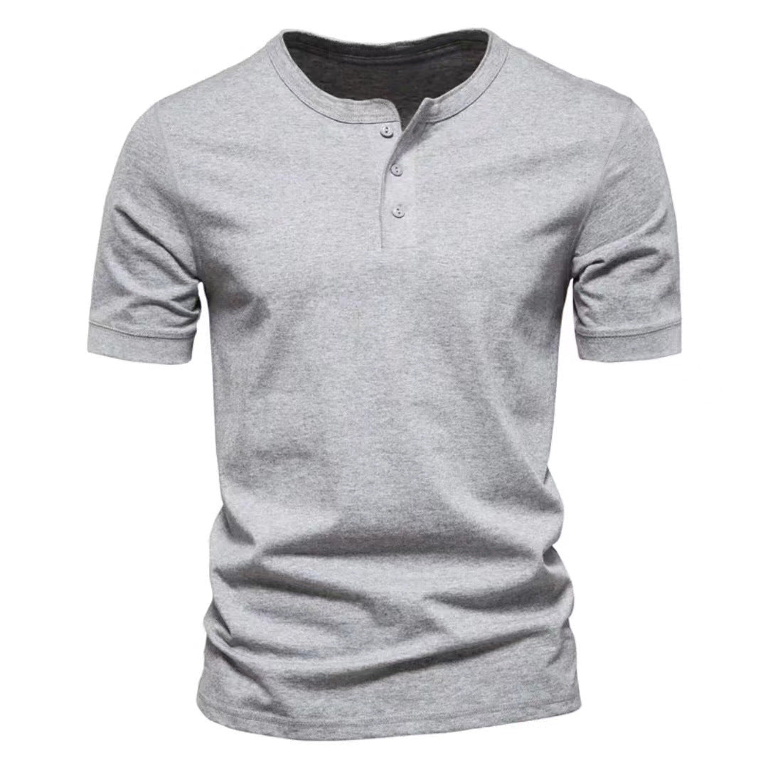 Herrer Kortærmet Henley-T-shirt med moderne knaplukning og afslappet pasform Stilla