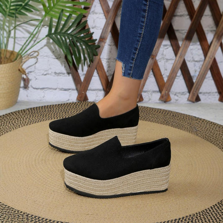 Dame Plateau-sandaler med elastisk udskæring og komfortabelt jute-design Stilla