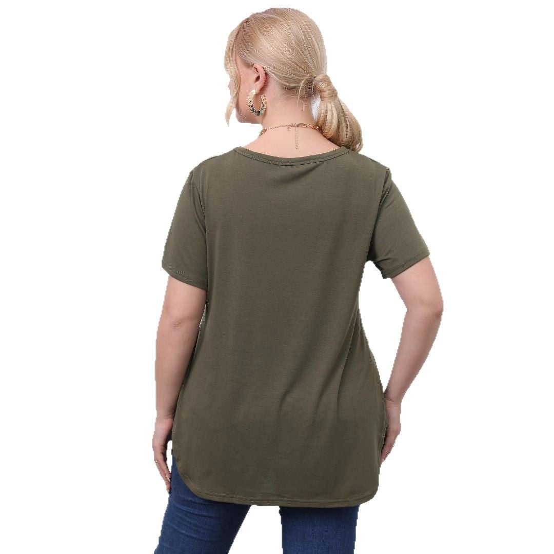Damer afslappet T-shirt med sidelommer Skovae