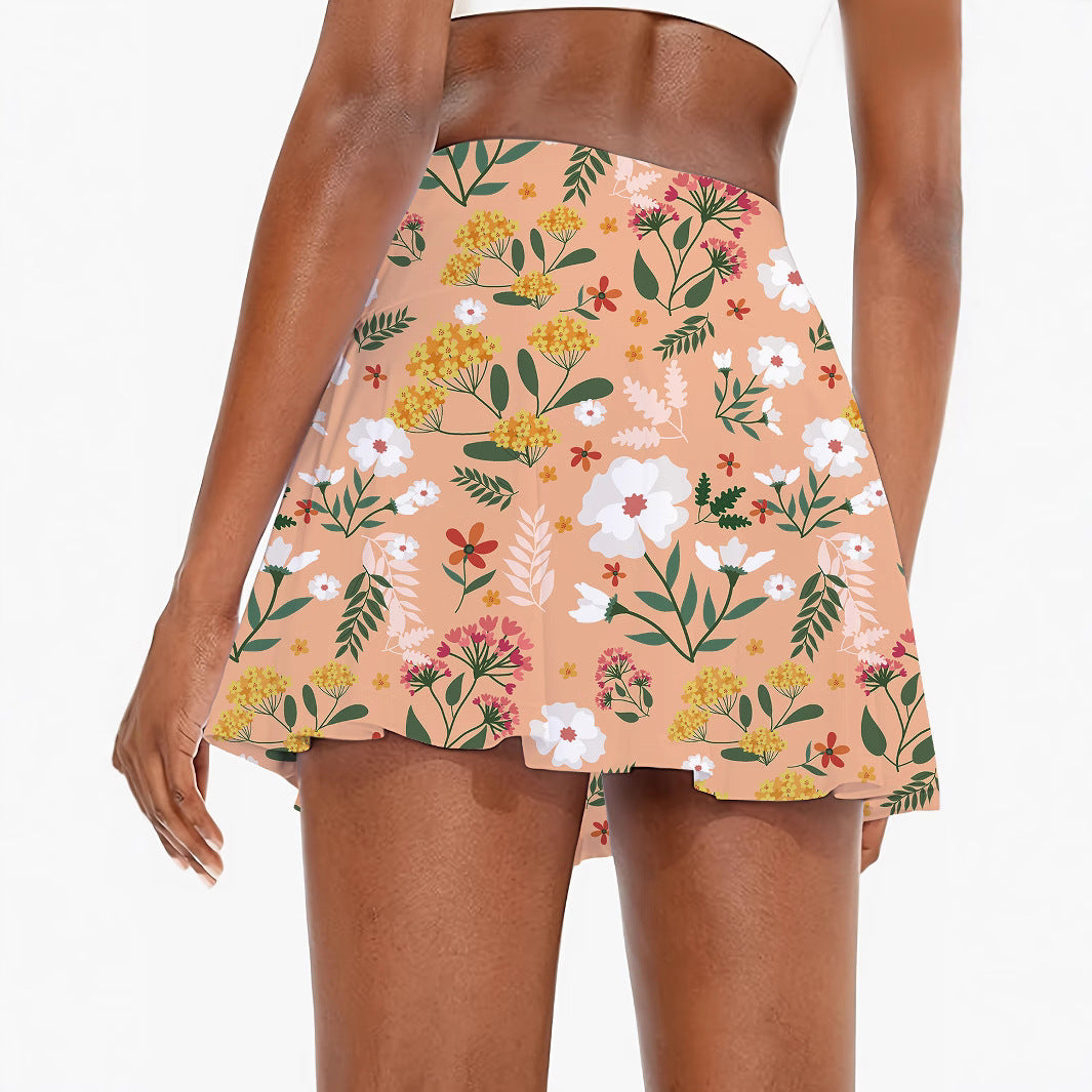 Femme Floral Høj Talje Nederdel Stilla