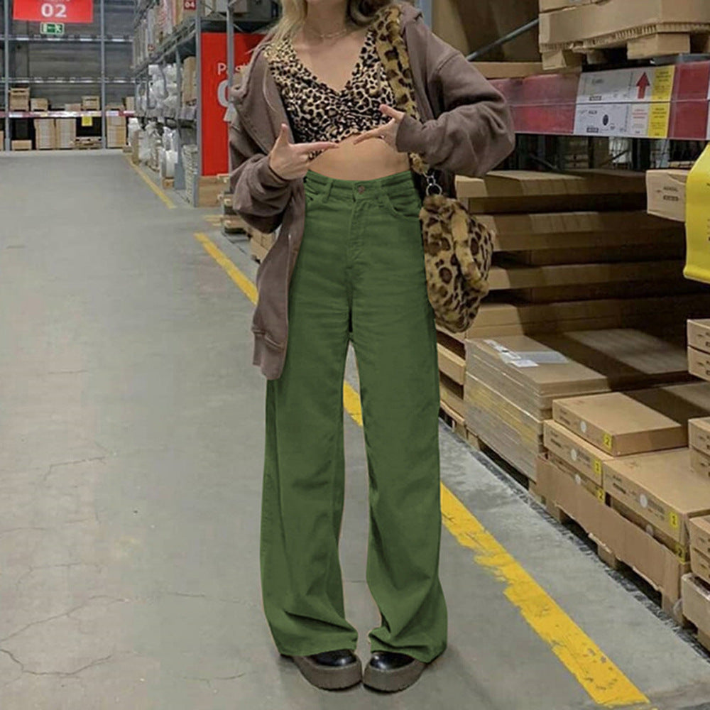 Dame brede High-Waist Jeans med afslappet snit og urbant flair Stilla