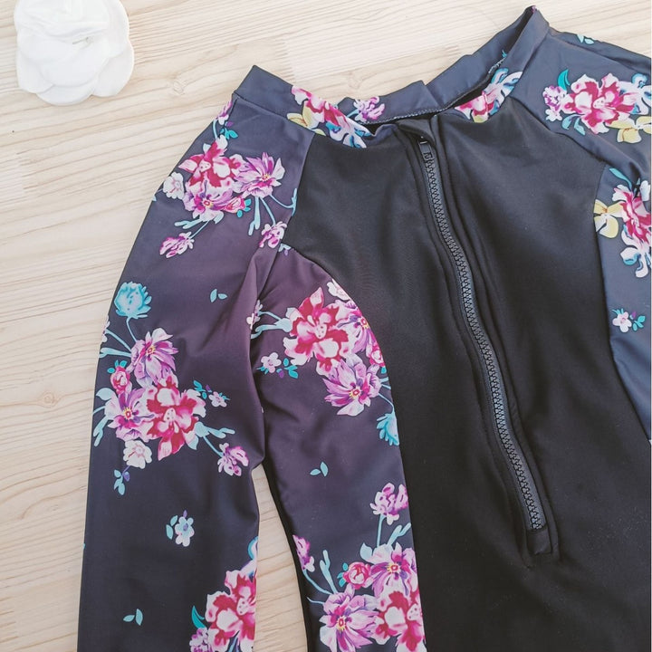 Dame Sporty Badebukser med moderne høj krave og farverigt blomsterdesign Stilla