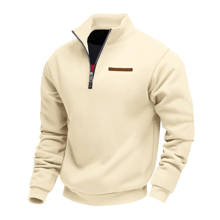 Herrer nan halv-zip sweatshirt lavet af tung fleece med ståkrave og skjult brystlomme Skovae