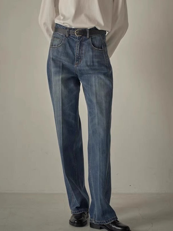 Dame bredskårne jeans med høj talje og elegant taljehåndværk Stilla