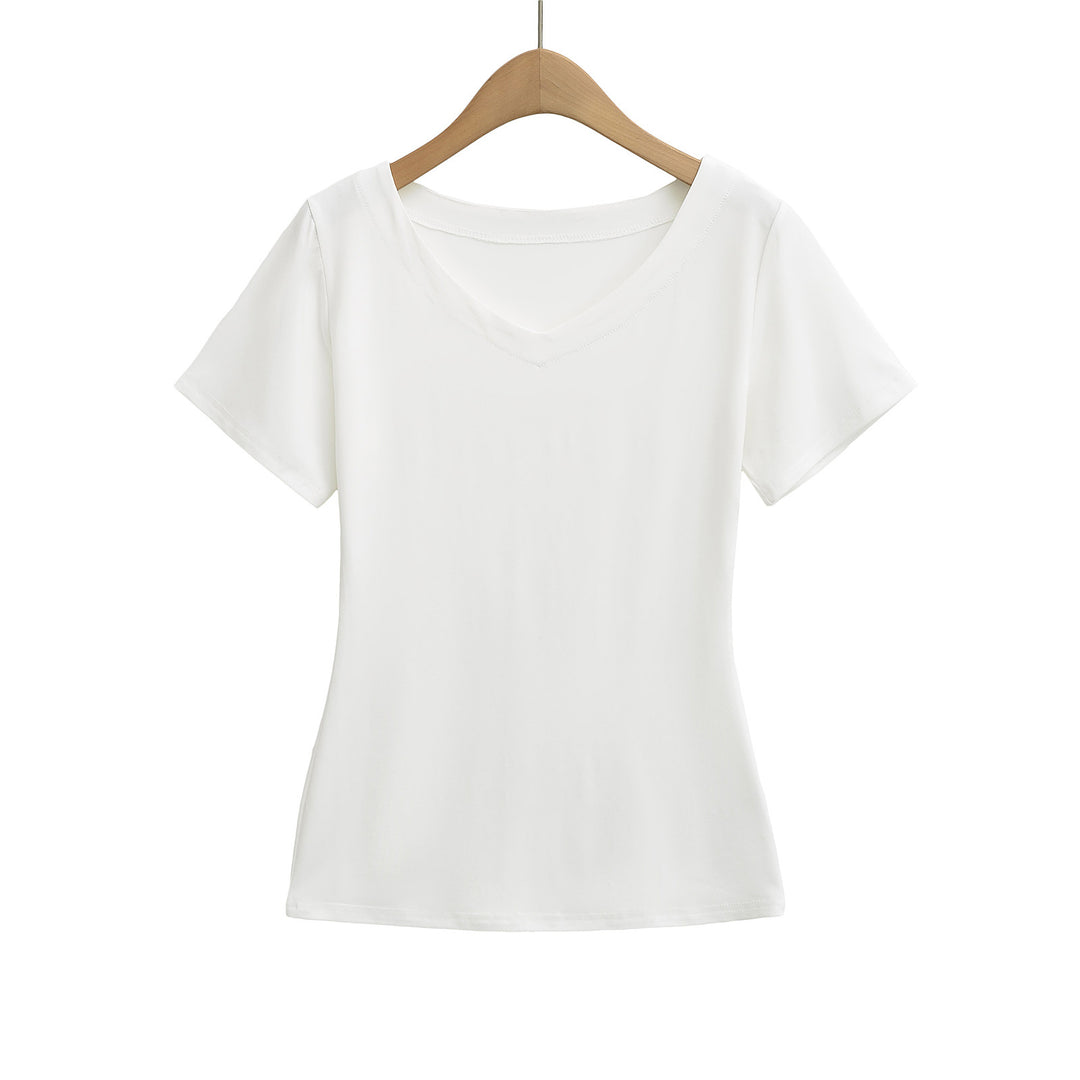 Dame afslappet V-hals T-shirt i åndbart bomuldsblanding Stilla