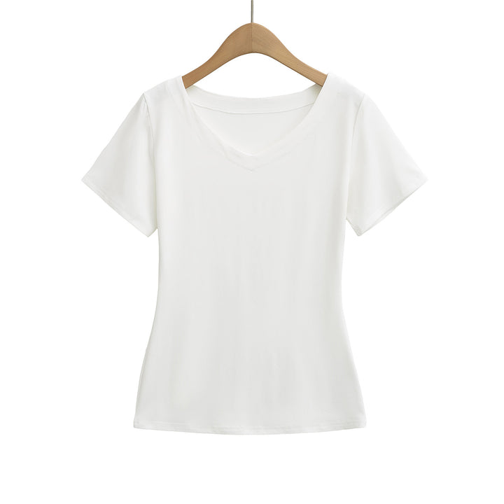 Dame afslappet V-hals T-shirt i åndbart bomuldsblanding Stilla