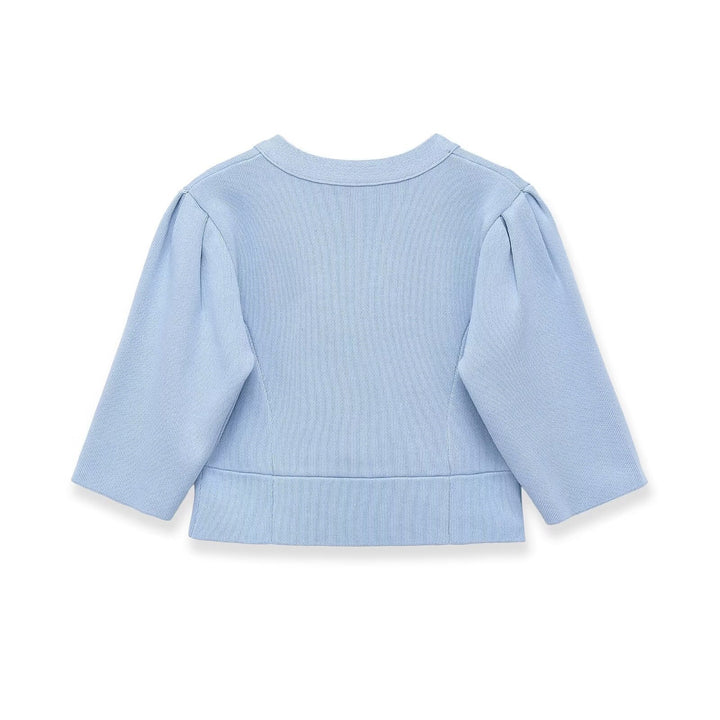 Dame elegant cardigan med fint ribmønster og dekorative knapper Skovae