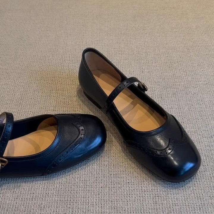 Dame elegante Mary Jane Ballerinas med dekorativt remdetail Stilla