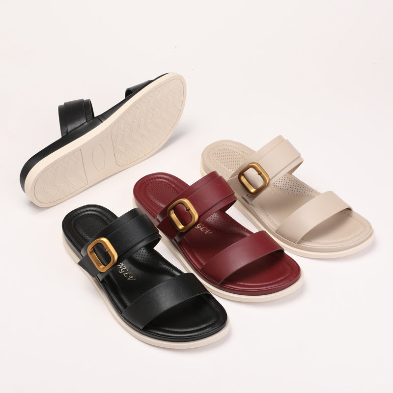 Dame komfortable sandaler med moderigtig rem og dekoreret spænde Stilla
