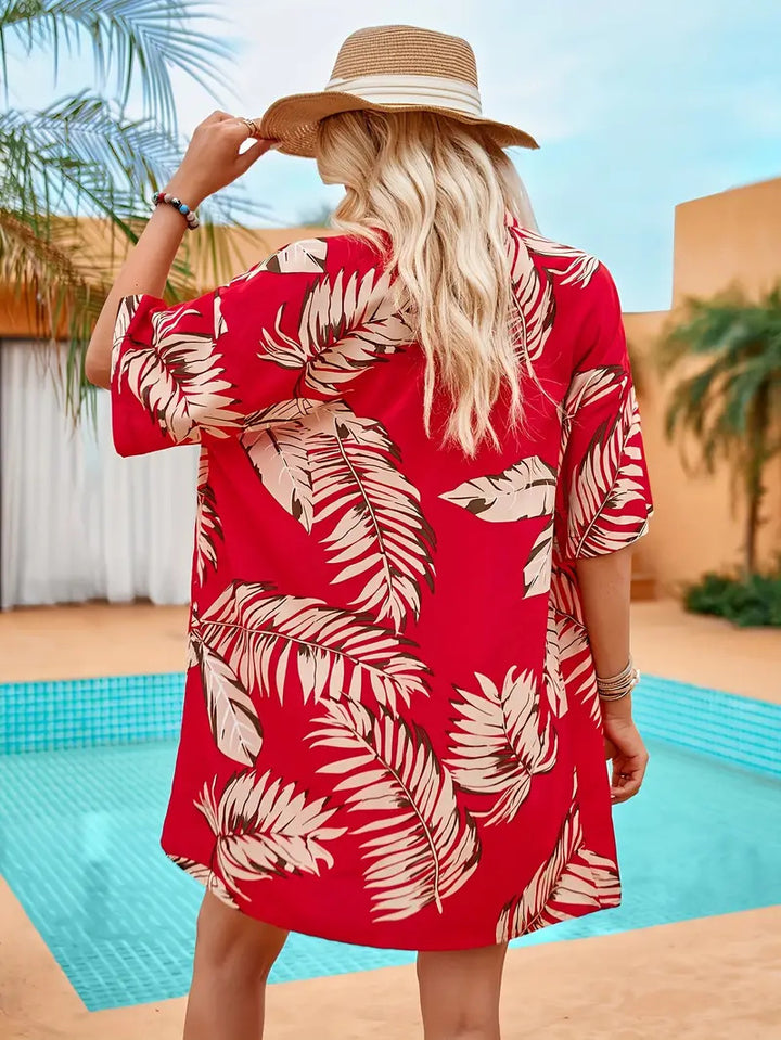 Dame Sommerlig Kimono-Style To-delt med blomstret bladmønster Stilla