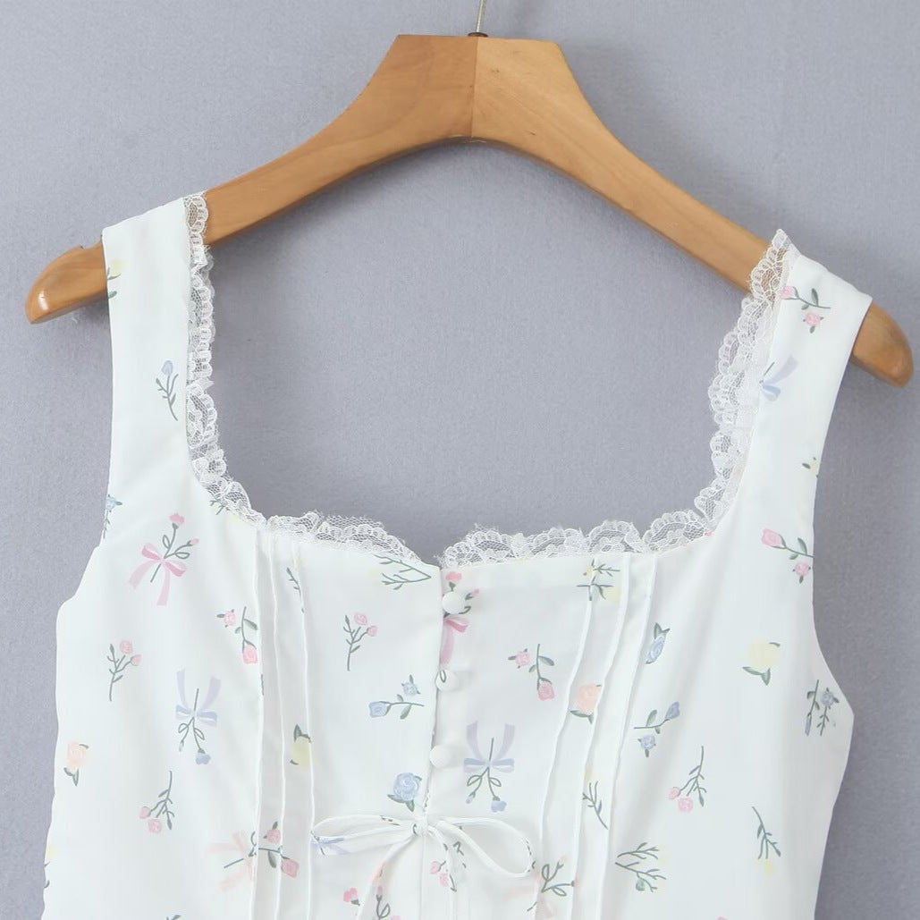 Dame Sommerligt A-linje Kjole med floral Design og sarte Rynkedetaljer Stilla